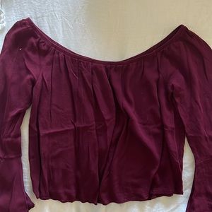Off the shoulder burgundy bell sleeve